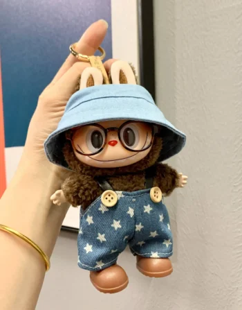 Labbub suspenders and fisherman's hat set