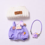 Purple suspenders+White hat+Purple camera