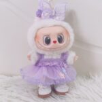 Purple skirt+bow hairband+white shoes